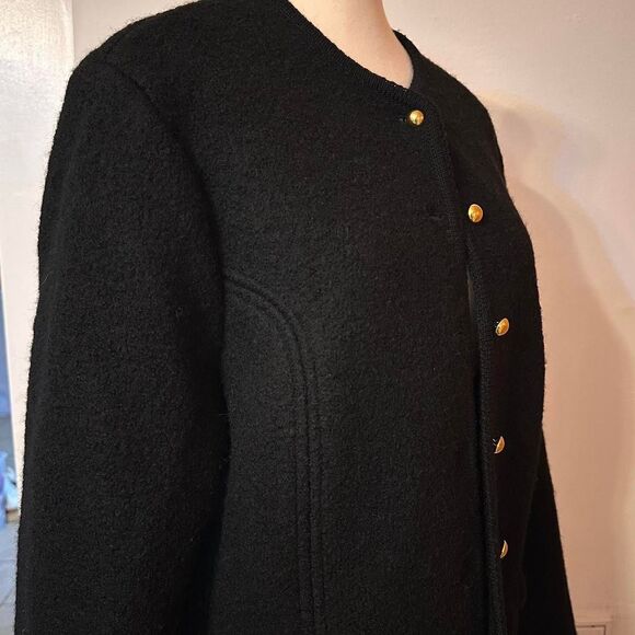 Vintage Northern Isles Women's Black 100% Wool Cardigan Jacket M/L - Picture 4 of 7
